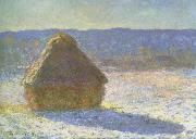 Claude Monet haystack in the morning,snow effect oil painting picture wholesale